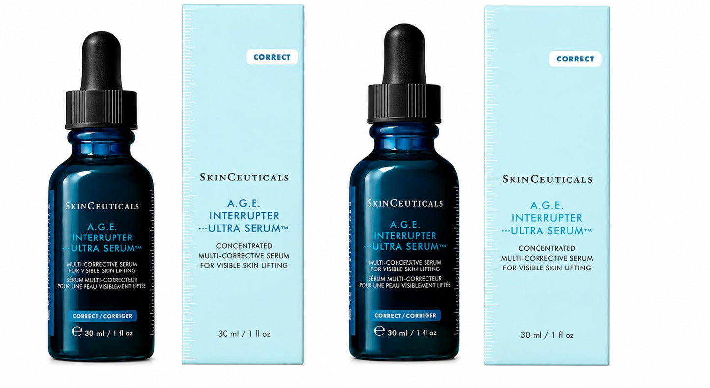 SkinCeuticals A.G.E. Interrupter Ultra Serum 1 oz (30ml) Full Size Pack of 2 | Concentrated Anti-Aging Lifting Serum | New &amp; Sealed
