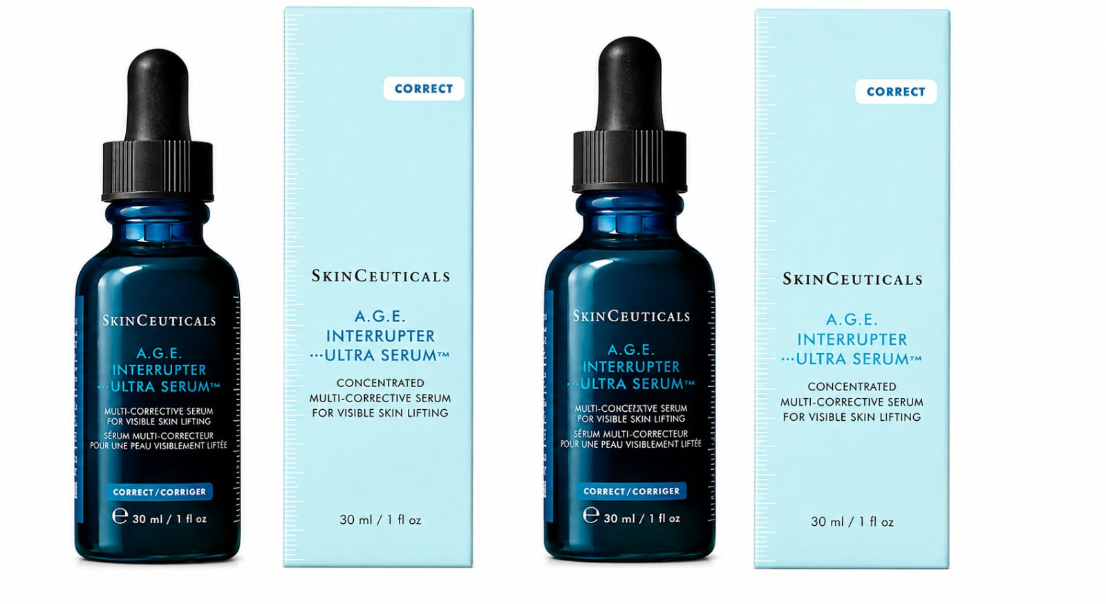 SkinCeuticals A.G.E. Interrupter Ultra Serum 1 oz (30ml) Full Size Pack of 2 | Concentrated Anti-Aging Lifting Serum | New &amp; Sealed