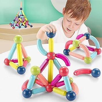 DIY Magnetic Construction Set | 64 Pcs Magnet Bars