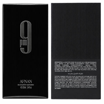 Afnan 9 PM Eau de Parfum Spray 3.4 oz / 100ml for Men – Long Lasting Warm Vanilla Amber Fragrance – New Sealed