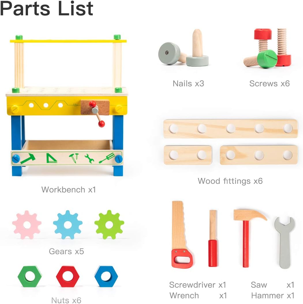 Wooden Tool Workbench Toy for Kids & Toddlers