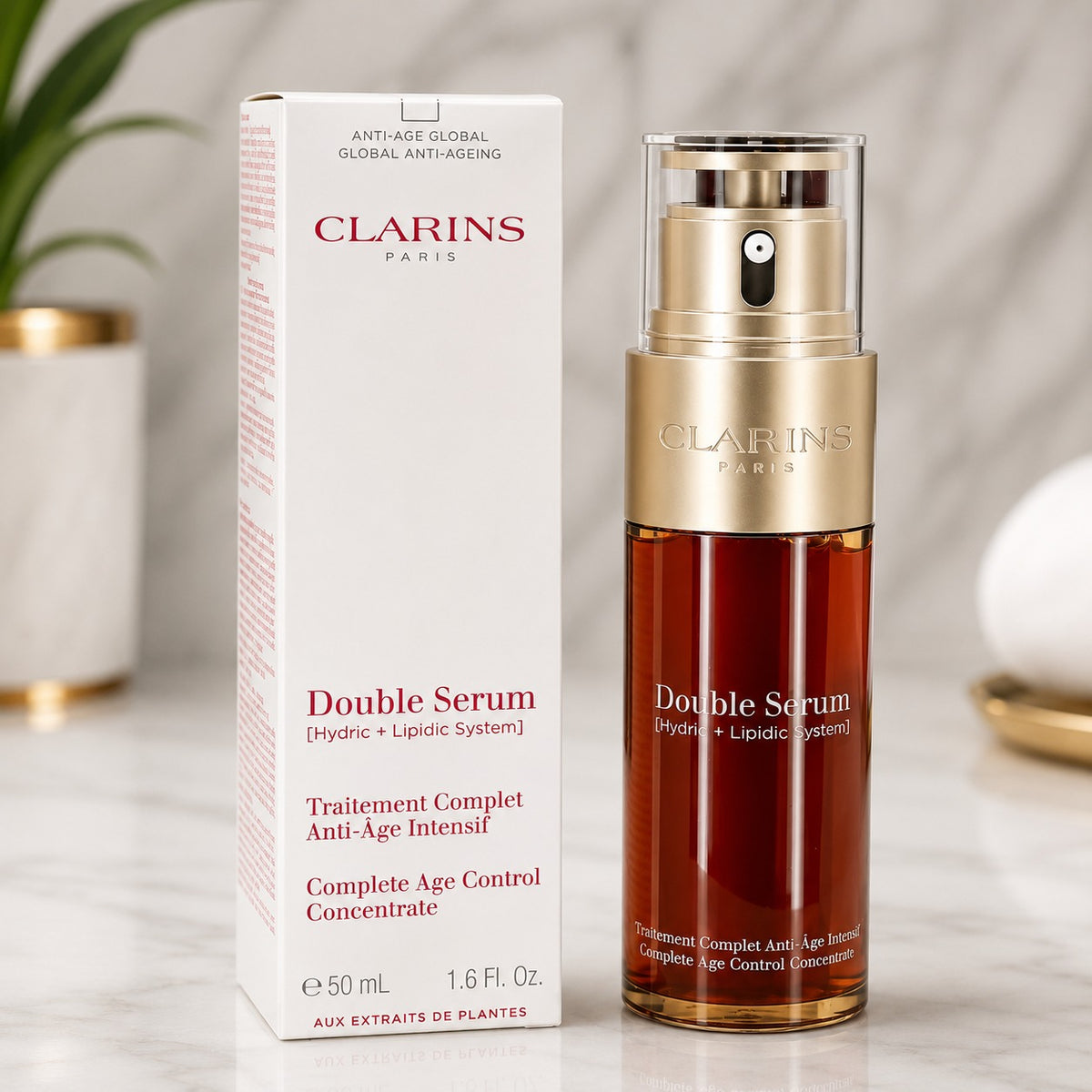 Clarins Double Serum Anti-Aging Face Serum 50ml / 1.6 oz | Age Control Concentrate – New