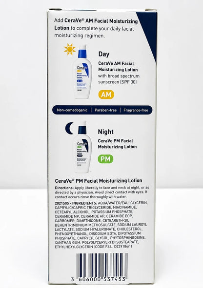 CeraVe PM Facial Moisturizing Lotion 3 fl oz / 89ml – Ultra Lightweight Night Face Moisturizer with Ceramides &amp; Hyaluronic Acid