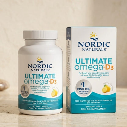 Nordic Naturals Ultimate Omega-D3 60 Soft Gels | Omega-3 Fish Oil + Vitamin D3 Lemon Flavor Supplement