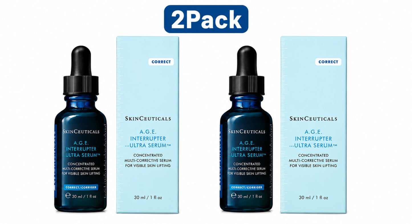SkinCeuticals A.G.E. Interrupter Ultra Serum 1 oz (30ml) Full Size Pack of 2 | Concentrated Anti-Aging Lifting Serum | New &amp; Sealed