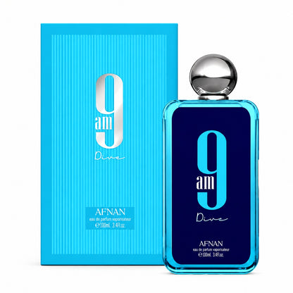 Afnan 9 AM Dive Eau de Parfum Spray 3.4 oz / 100ml for Men – Fresh Aquatic Citrus Fragrance – New Sealed