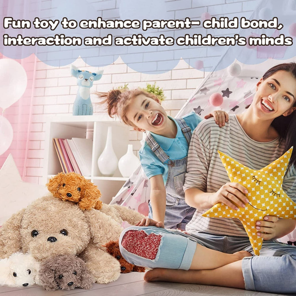 Puppy Stuffed Animal Mommy Dog with 4 Baby Plush Toys
