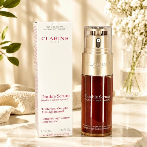 Clarins Double Serum 50ml / 1.7 oz | Age Control Concentrate Anti-Aging Face Serum | Hydric + Lipidic System