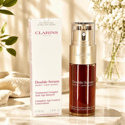 Clarins Double Serum 50ml / 1.7 oz | Age Control Concentrate Anti-Aging Face Serum | Hydric + Lipidic System