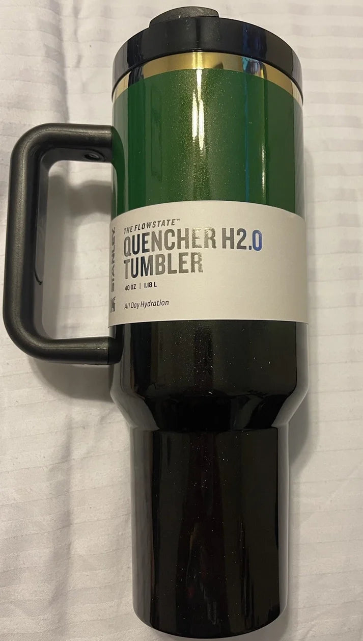 Stanley Quencher H2.0 FlowState Tumbler 40 oz | Dark Green &amp; Black Insulated Stainless Steel Travel Cup