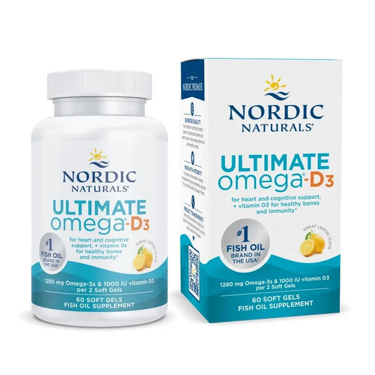 Nordic Naturals Ultimate Omega-D3 60 Soft Gels | Omega-3 Fish Oil + Vitamin D3 Lemon Flavor Supplement